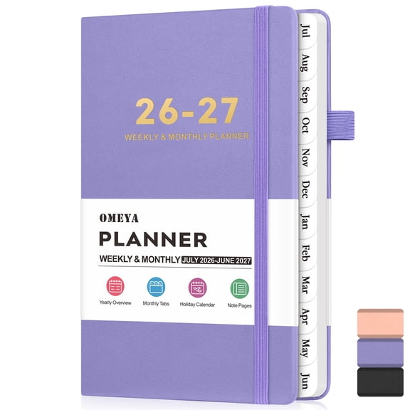 OMEYA Planner 2026 2027, Leather Planner 2026-2027 Weekly and Monthly, Jul.26-Jun.27, Compact Business Planner with Organized Layouts for On-the-Go Scheduling & Efficient Time Planning