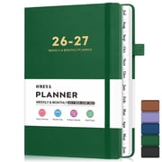 OMEYA Planner 2026 2027, A5 Leather Weekly & Monthly Planner, 12-Month Jul.26-Jun.27, Premium Hardcover Planner for Professionals, Inner Pockets, Monthly Tabs, 
