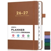 OMEYA Planner 2026 2027, A5 Leather Weekly & Monthly Planner, 12-Month Jul.26-Jun.27, Premium Hardcover Planner for Professionals, Inner Pockets, Monthly Tabs, 