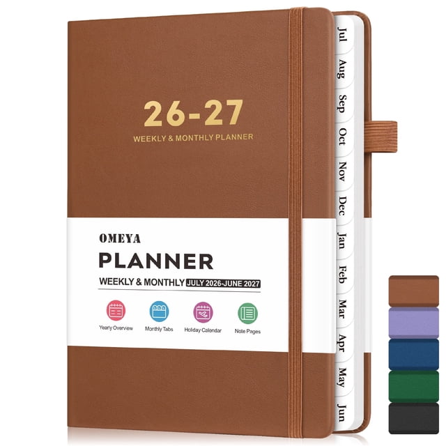 OMEYA Planner 2026 2027, A5 Leather Weekly & Month…