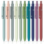 Retractable Gel Pens, 10 pcs Black Ink 0.5mm Fine Point Pen Set, Quick-drying Smooth Writing Aesthetic Journal Pens for Women, Pretty Pens for Home, Campus, Work