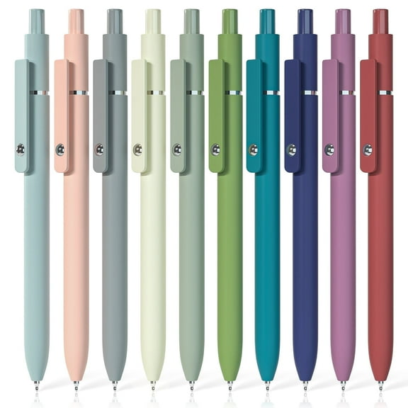 Retractable Gel Pens, 10 pcs Black Ink 0.5mm Fine Point Pen Set, Quick-drying Smooth Writing Aesthetic Journal Pens for Women, Pretty Pens for Home, Campus, Work