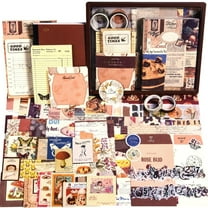 OMEYA Scrapbook Supplies, 351pcs Vintage Scrapbook Kit, Aesthetic Junk Journaling Supplies, Scrapbooking Stuff with A6 Grid Notebook, Scrapbook Journaling Kit for Adult, Teen, Women
