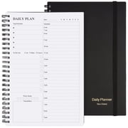 OMEYA Undated Planner, Daily To Do List Notebook, Spiral Schedule Planner for Women and Men, Hourly Appointment Book Undated with Elastic Closure, Inner Pocket 8.3" x 5.8"