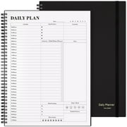 OMEYA Undated Planner, Daily Planner with To Do List, Spiral Schedule Planner for Women and Men, Hourly Appointment Book Undated with Elastic Closure, Inner Pocket 8.5" x 11"