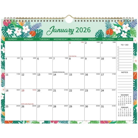 OMEYA 2026 Wall Calendar, Monthly Calendar From Jan. 2026 to Dec. 2026, 14.5" x 11.3" Large Blocks 12 Month Hanging Calendar with Thick Paper, Julian Dates, Notes Section for Home Office