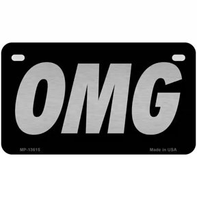 OMG Black Novelty Metal License Plate Tag 7" x 4" Motorcycle (MP)