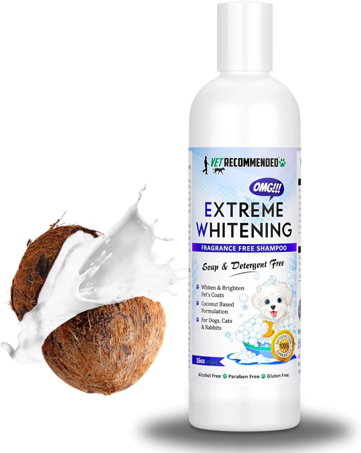 OMG Extreme Dog Whitening Shampoo (16 Oz) Coconut Based 100 Safe