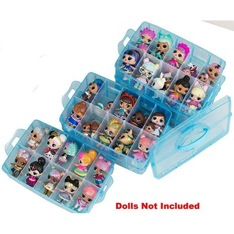 OMG LOL Storage Case Customizable Toy Adjustable Organizer Case Stackable 3  Tier - 30 Compartments - Perfect for Dolls and Small Collectible Toys 