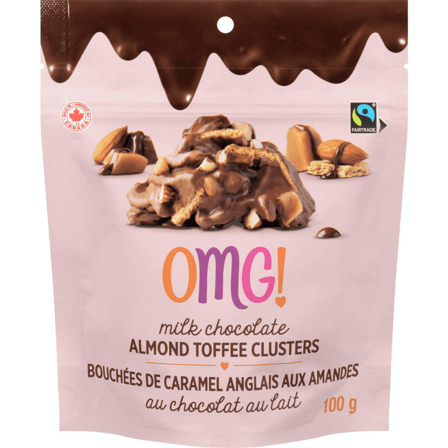 OMG! Milk Chocolate Almond Toffee Clusters, 100g/3.5 oz., Bag