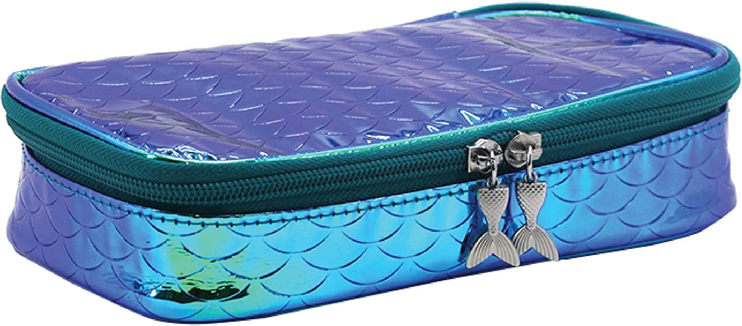 OMG ORGANIZE MY GEAR Cute Pencil Case for Kids, Pen Storage Pouch Large Capacity, Zipper Mesh Pocket Compartment, Multi-Slot Pencil Bag Pen Case (Iridescent Green)