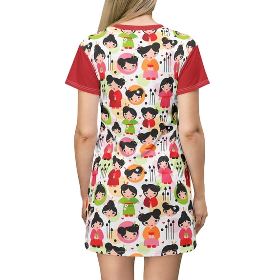 "OMG-Oh My Geisha" (Red) T-Shirt Dress