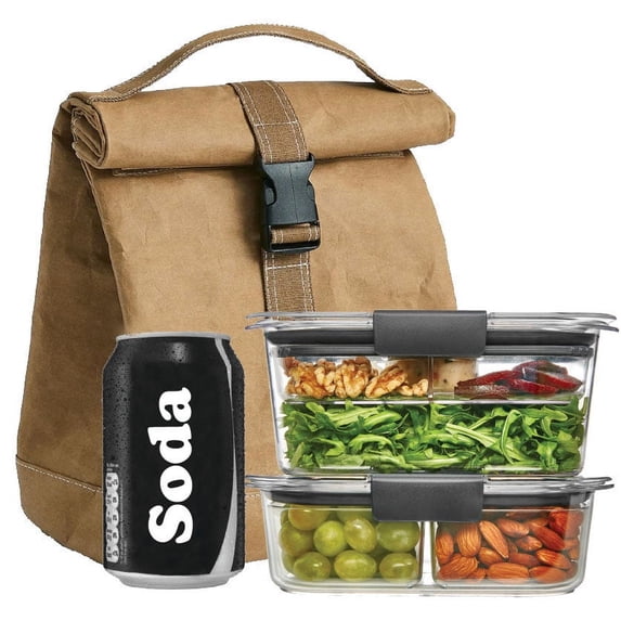 OMH Organize My Home Eco Friendly Reusable Roll Down Lunch Tote Bag (Brown)