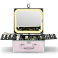 thumbnail image 1 of OMIRO Makeup Box with A Detachable Lighted Mirror, Waterproof Travel Train Case, Cosmetic Organizer with Adjustable Dividers, Makeup Case with A Magnetic LED Mirror (Icy Pink), 1 of 6