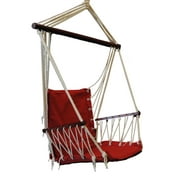 OMNI Patio Swing Seat Hanging Hammock Cotton Rope Chair With Cushion Seat - Red