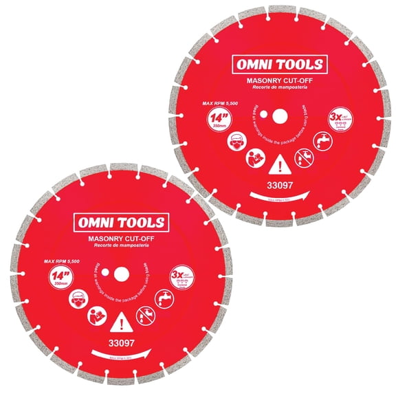 OMNI TOOLS 14 Inch Diamond Saw Blade  350mm Segmented Concrete Cutting Disc for Masonry, Brick, Block, Stone  Heavy Duty Abrasive Wheel for Circular Saw  Dry/Wet Use  5500 RPM  [33097]