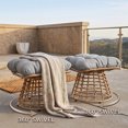 thumbnail image 1 of OMNIBERG 360° Outdoor Swivel Ottoman Stools Set of 2, Oversized All Weather Wicker Footstool with Cushion and Non-Slip Feet, Outdoor Seating Footrest for Bedroom, Living Room, Porch, Balcony, Gray, 1 of 6