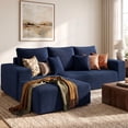 thumbnail image 1 of OMNIBERG L-Shaped Boneless Modular Sectional Sofa, Corduroy Cloud Couch with Reversible Chaise, Deep Seat, 10-Inch Armrests and 5 Pillows for Living Room, Blue(Left Facing Chaise), 1 of 9
