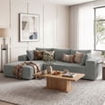 thumbnail image 1 of OMNIBERG L-Shaped Boneless Modular Sectional Sofa, Corduroy Cloud Couch with Reversible Chaise, Deep Seat, 10-Inch Armrests and 5 Pillows for Living Room, Grey(Left Facing Chaise), 1 of 9