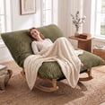 thumbnail image 1 of OMNIBERG 57"‌ Oversized Chaise Rocking Lounge Chair with Solid Wood Base, Plush Corduroy Beanbag Rocking Sofa Chair, Cozy Cloud Accent Chair Lounger for Bedroom Living Room, Green, 1 of 8