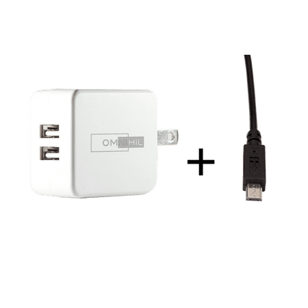 OMNIHIL 2-Port USB Charger+(30FT)MICRO-USB compatible with Samson Q2U Handheld Dynamic USB Microphone