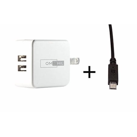 OMNIHIL 2-Port USB Charger & Micro-USB Cord Compatible with Polaroid Zip Mobile Photo Printer