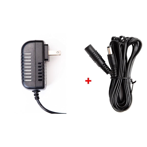 OMNIHIL 8FT 12V 1A - 2A 1000mA - 2000mA AC/DC Adapter with 10FT Extension Cord for CCTV Cameras with 5.5mm x 2.1mm Plug 18' Total Length