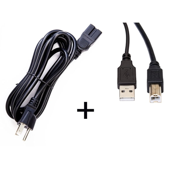 OMNIHIL (8FT) AC Power Cord w/ High Speed 2.0 USB Cable for Star TSP100 TSP143U , USB, Receipt Printer