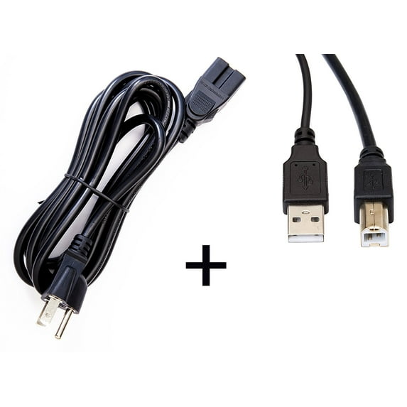 OMNIHIL High Speed 2.0 USB Data Trasfer Cable + AC Power Cord for Brother DCP Series Printers