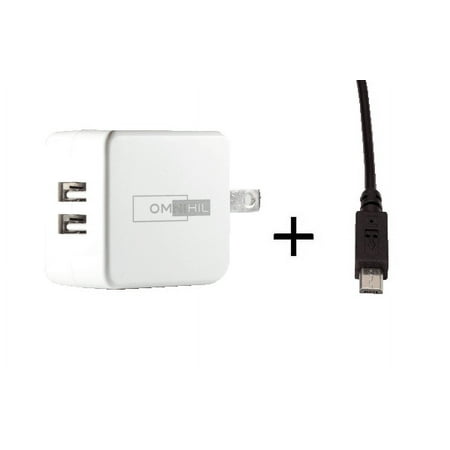 OMNIHIL Replacement 2-Port USB Charger+(15FT)MICRO-USB for CME Xkey 25-key Mobile Keyboard Controller