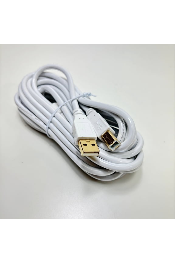 White 15 FT High Speed USB 2.0 Cable Compatible with Behringer TD-3-MO-SR Analog Bass Line Synthesizer