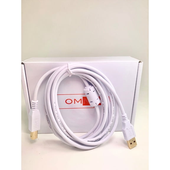 OMNIHIL White 8 Feet Long High Speed USB 2.0 Cable Compatible with Audio-Technica AT-LP60XUSB