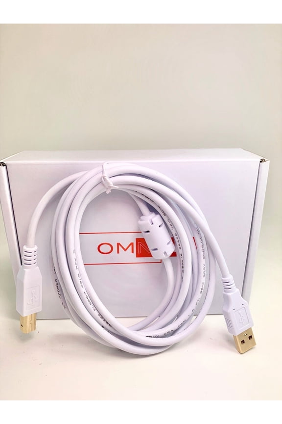White 8FT High Speed Usb 2.0 Cable Compatible with Behringer TD-3-MO-SR Analog Bass Line Synthesizer