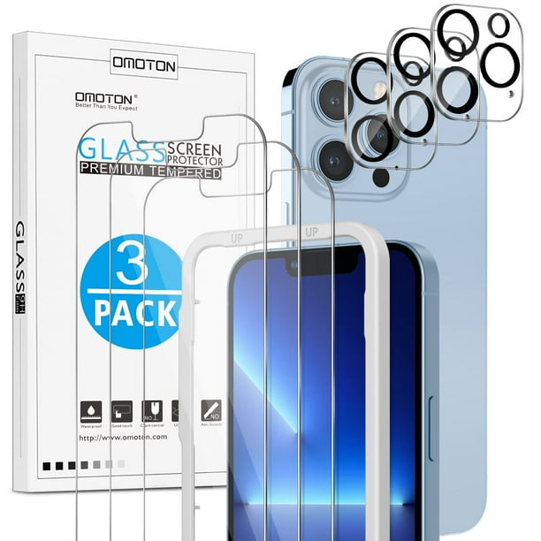OMOTON 3+3 Pack Screen Protector for iPhone 13 Pro with Camera Protection Film AntiScratch