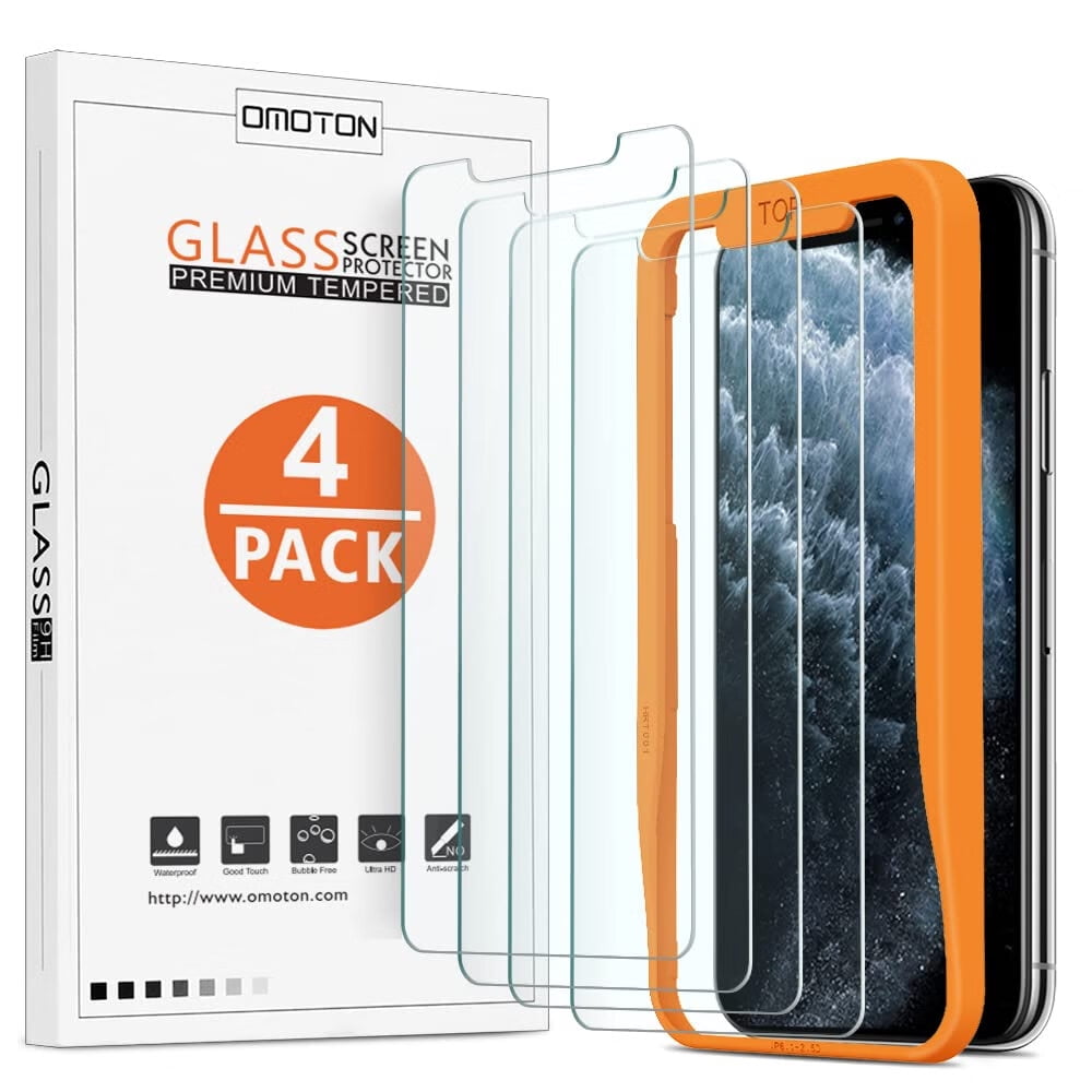 OMOTON 4 Pack Screen Protector for iPhone 11 Pro XS X AntiScratch