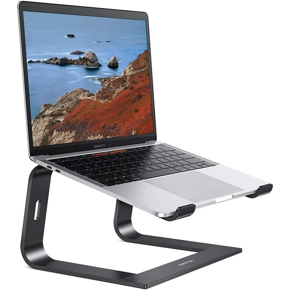 OMOTON Laptop Stand, Detachable Laptop Mount, Aluminum Laptop Holder Stand for Desk, Compatible with MacBook Air/Pro, Dell, HP, Lenovo and All Laptops (11-16 inch), Black