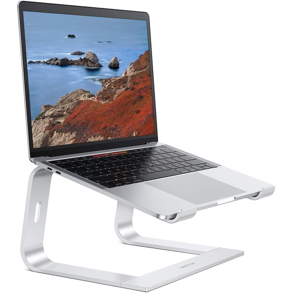 OMOTON Laptop Stand, Detachable Laptop Mount, Aluminum Laptop Holder Stand for Desk, Compatible with MacBook Air/Pro, Dell, HP, Lenovo and All Laptops (11-16 inch), Silver