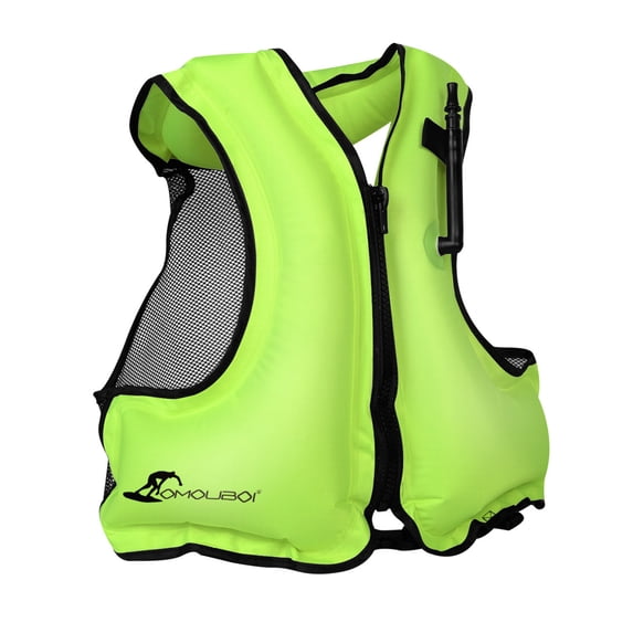 OMOUBOI Floatage Jackets Adult Lightweight Inflatable Snorkel Vest with Adjustable Leg Straps for Men Women Suitable for 90-220lbs for Snorkeling Diving Swimming Outdoor Water Sports-Green