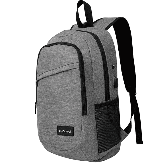 OMOUBOI Unisex Business 15.6" Laptop Backpack Water Resistant College Student Travel Backpack Gray