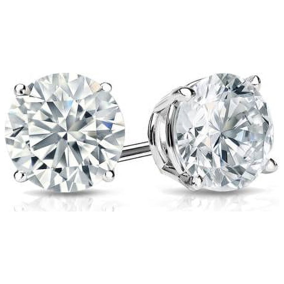 OM-RE Round Stud White F-G Lab Grown Diamond Earrings 3.00 ct. t.w. 14K, White Gold (Gift Box)