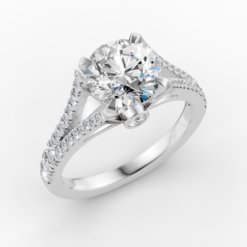OMRE 4 Carat Moissanite Ring 18K White Gold Plated 925 Sterling Silver Anniversary Engagement Wedding Promise Ring for Women