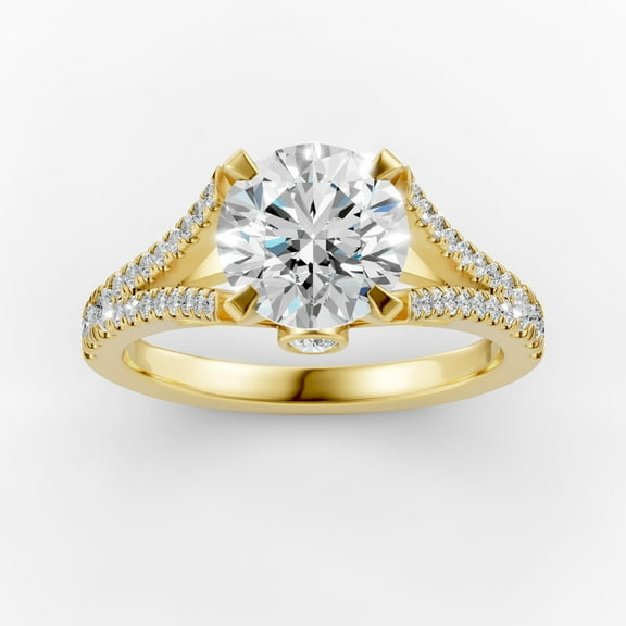OMRE 4 Carat Moissanite Ring 18K Yellow Gold Plated 925 Sterling Silver Anniversary Engagement Wedding Promise Ring for Women