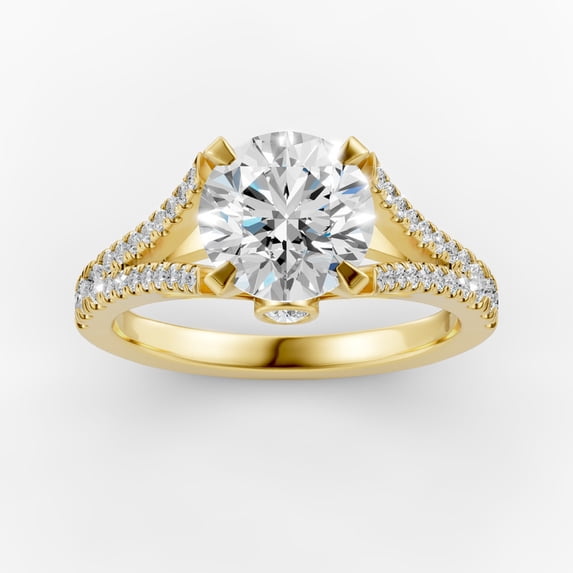 OMRE 4 Carat Moissanite Ring 18K Yellow Gold Plated 925 Sterling Silver Anniversary Engagement Wedding Promise Ring for Women