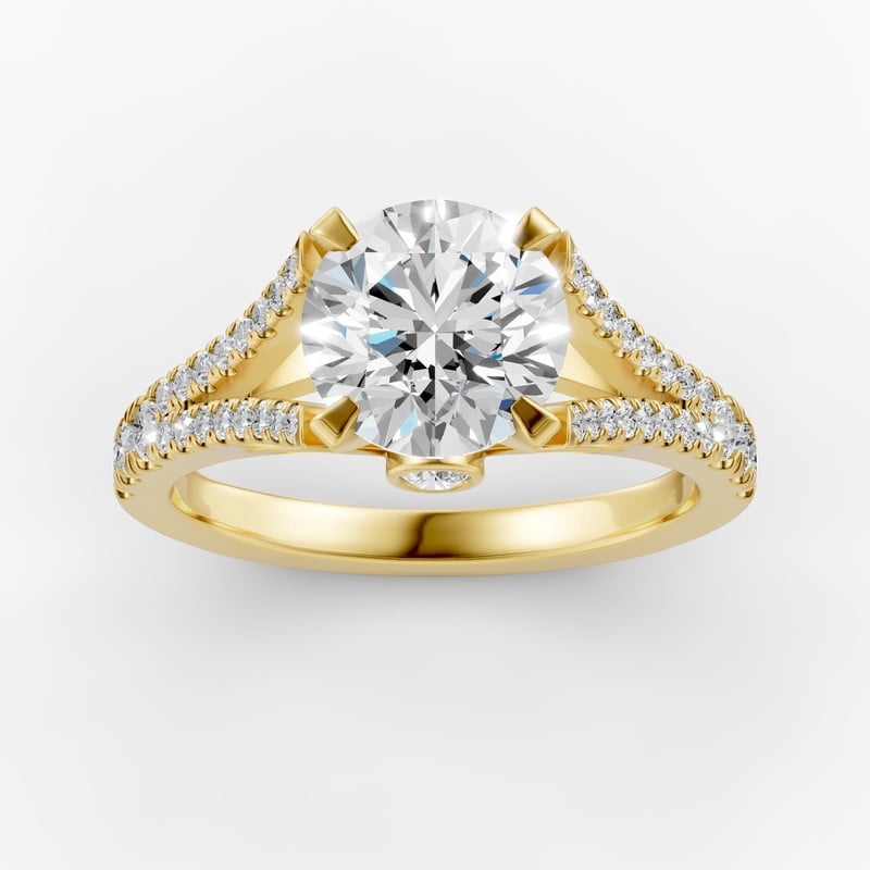 OMRE 4 Carat Moissanite Ring 18K Yellow Gold Plated 925 Sterling Silver Anniversary Engagement Wedding Promise Ring for Women