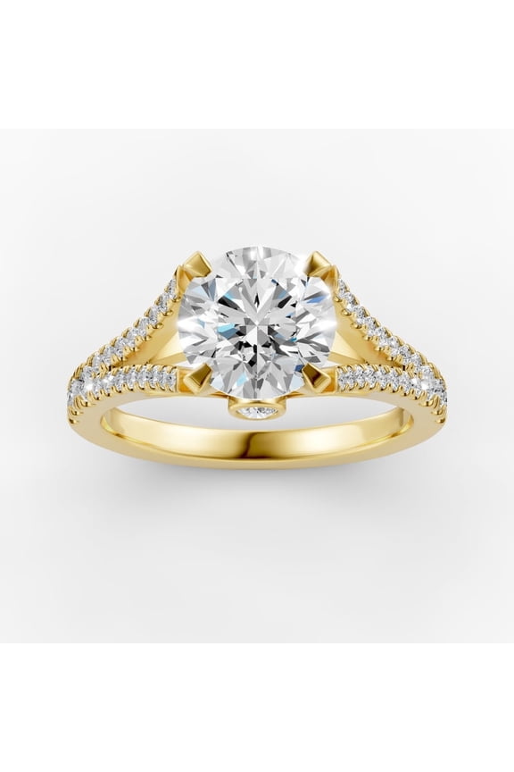 OMRE 4 Carat Moissanite Ring 18K Yellow Gold Plated 925 Sterling Silver Anniversary Engagement Wedding Promise Ring for Women