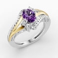 thumbnail image 1 of OMRE 925 Sterling Silver and 10K Yellow Gold Genuine Amethyst and February Birthstone Ring Women, 1 of 4