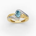 thumbnail image 1 of OMRE 925 Sterling Silver and 10K Yellow Gold Genuine Blue Topaz and December Birthstone Ring Women, 1 of 4