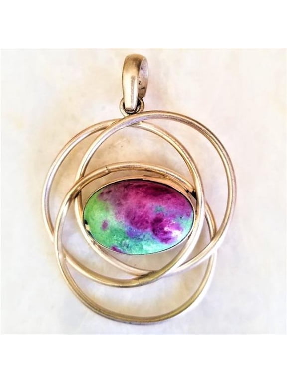 OMSJSPP-Zoisite Unique Jewelry Silver Hand Wrapped Natural Ruby Zoisite Pendant