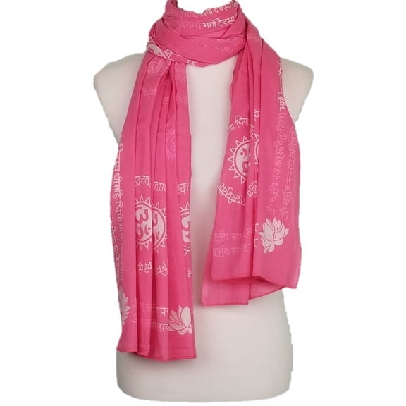 OMSutra Gayatri Mantra Hindu Prayer Shawl - Pink