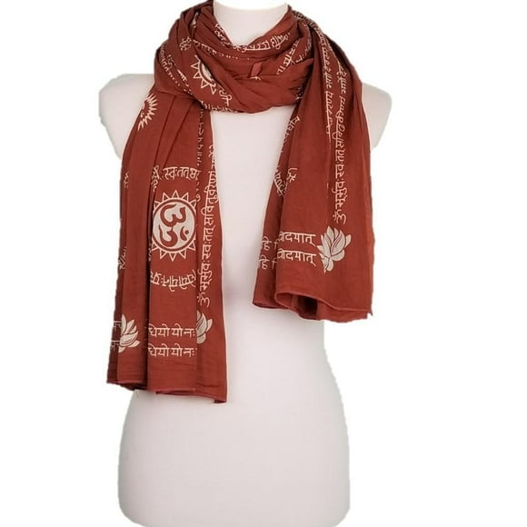 OMSutra Gayatri Mantra Hindu Prayer Shawl - Tan